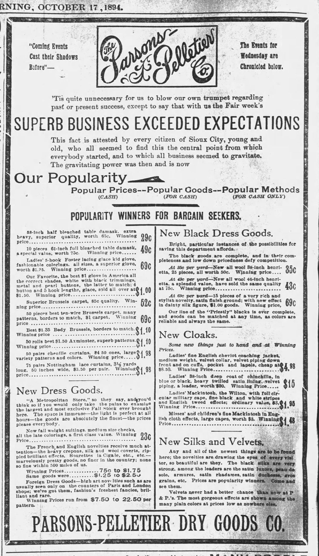 Journal ads from the old days: Oct. 17, 1894
